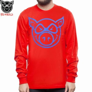 ピッグ PIG WHEELS スケボー ロンTシャツ BASIC LONG SLEEVE TEE レッド NO3