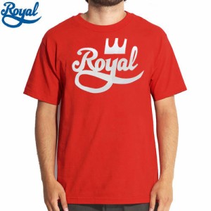ロイアル ROYAL TRUCKS スケボー Tシャツ CROWN SCRIPT TEE レッド x ホワイト NO52