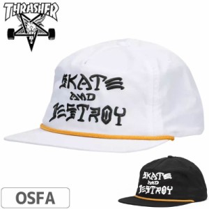 スラッシャー Thrasher キャップ US規格 Skate and Destroy Puff Ink Snapback Cap ホワイト ブラック NO48