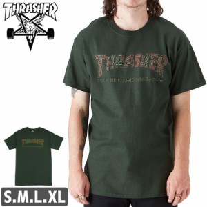 THRASHER スラッシャー Tシャツ US規格 スケボー メンズ 半袖 DAVIS T-SHIRT グリーン NO106