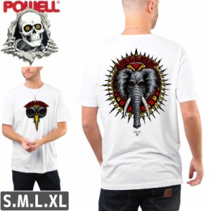 スケボー Tシャツ パウエル POWELL メンズ 半袖 VALLELY ELEPHANT TEE ホワイト NO65