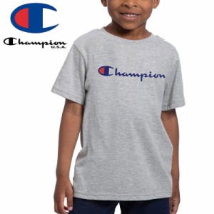 CHAMPION チャンピオン キッズ Tシャツ/SCRIPT LOGO YOUTH TEE USAモデル スティールグレー NO2