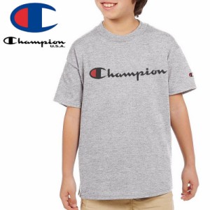 CHAMPION チャンピオン キッズ Tシャツ/SCRIPT LOGO YOUTH TEE USAモデル スティールグレー NO5