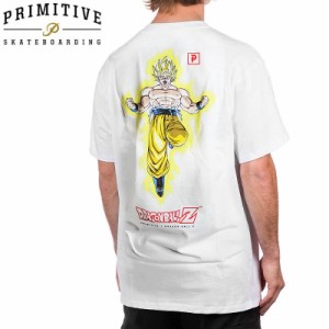 PRIMITIVE プリミティブ スケボー Tシャツ GOKU POWER UP TEE ドラゴンボールコラボ ホワイト NO24