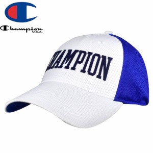 CHAMPION チャンピオン キッズ ベースボールキャップ MESH BLOCK STETCH CAP ホワイト×ブルー NO06