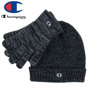 CHAMPION チャンピオン レディース ニットキャップ POLAR WINTER BEANIE AND GLOVE SET ブラック NO7