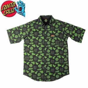 サンタクルズ SANTA CRUZ スケートボード ポロ シャツ TMNT COWABUNGA S/S BUTTON UP POLO ブラック×グリーン NO1