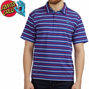 サンタクルズ SANTA CRUZ スケートボード ポロ シャツ SCREAMING HAND S/S POLO ブルー×レッド NO2