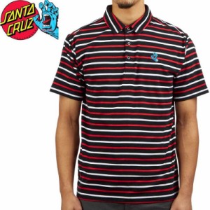 サンタクルズ SANTA CRUZ スケートボード ポロ シャツ SCREAMING HAND S/S POLO ブラック×レッド NO3