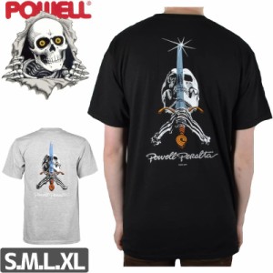 パウエル POWELL スケボー Tシャツ SKULL AND SWORD TEEチャコール NO56