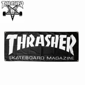 スラッシャー THRASHER スケボー スケートボード 旗 MAG LOGO BANNER ブラック×ホワイト 59cm×146cm NO1