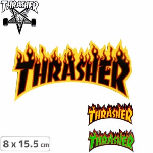 スケボー ステッカー ブランド ロゴ スラッシャー USモデル THRASHER FLAME LOGO 3色 8cm x 15.5cm NO12