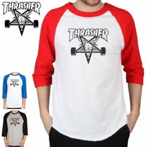 スラッシャー THRASHER スケボー Tシャツ US規格 SK8 GOAT RAGLAN 3/4 TEE ブラック ブルー レッド NO36