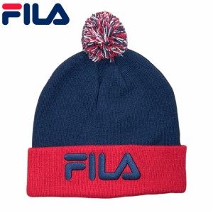 FILA フィラ ニットキャップ BEANIE ネイビー×レッド NO2