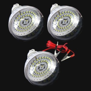 キャンピングライト 3個セット 12V 48LED搭載 ワニグチクリップで簡単使える 防災グッズ キャンプ キャンピングカー 車中泊 アウトドア