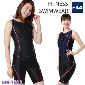 FILA 《レビュー記入で送料無料》 フィラ 大きいサイズ 水着 フィットネス レディース セパレート ノースリーブ フィットネス水着 体型カ