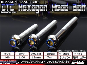 ヘキサゴンヘッドボルト CTC フランジ付六角ボルト M6×10mm ステンレス シルバー＆焼チタンカラー TB0660