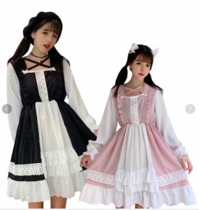 ロリータ メイド ワンピース ゴスロリ レデイーズ 女の子 萌え萌え可愛いLolitaドレス コスチューム メイド服 女性 大人舞台 ステージ演