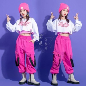 キッズ ダンス衣装 セットアップ ジャズダンス 衣装 ヒップホップ 衣装 キッズ ダンス 長袖 トップス インナー タンクトップ ズボン ガー