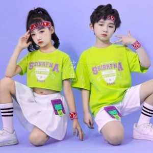 キッズダンス衣装 セットアップ 男の子 女の子 韓国 子供服 ダンス 衣装 ヒップホップ キッズ ダンス衣装 ヘソ出し tシャツ 半袖 パンツ 