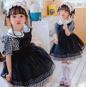 ロリータ ワンピース 2点セット 子供 キッズ 女の子 萌え 可愛い レース ワンピ 髪飾り付き リボン  lolita 春 夏 秋 日常服 コスプレ 衣