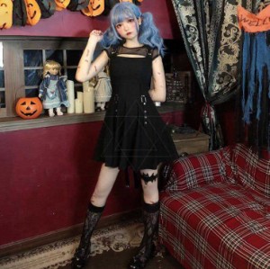 ハロウィン 魔女 コスプレ ウィッチ コスチューム 大人 レディース ミニドレス 半袖 ブラック 黒 デビル 衣装 変装 仮装 可愛いコスプレ 