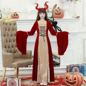 ハロウィン コスプレ 衣装 大人 レディース クイーン 女王 お姫様 ロング丈 ワンピース 公演服 中世 ヨーロッパ風 復古風 西洋ヴァンパイ