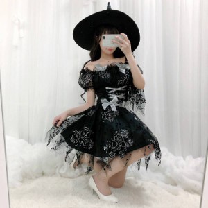 ハロウィン コスプレ 妖精 仮装 衣装 レディース 大人 ワンピース 女性 パーティードレス 魔女 巫女 チュール チュチュ ワンピ 帽子つき 