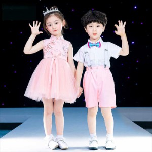 子供 ダンス衣装 女の子 チュールワンピース 男の子 セットアップ 子供服 キッズ ジュニア 舞台ステージ衣装 入学式 発表会 学園祭 七五