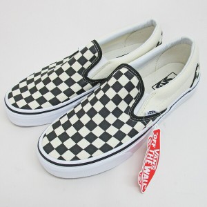 バンズ スニーカー メンズ レディース クラシック スリッポン チェッカーボード VANS CLASSIC SLIP-ON BLACK/WHITE