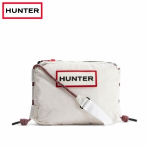 ハンター 鞄 ショルダー バック  トラベル リップストップ リサイクル ナイロン サコッシュ ホワイト/レッド ボックス ロゴ Hunter UBC15