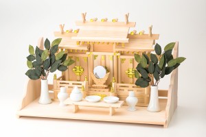 神棚 屋根違い三社 なごみ(小)大和棚板セット【送料無料】の画像