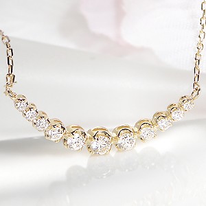 ダイヤモンド ライン ネックレス 【0.3ct】 K18イエローゴールド ...