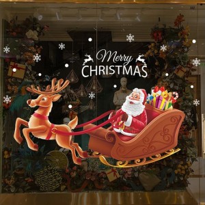 ウォールステッカー クリスマス サンタクロース トナカイ 3D壁紙シール 白い 英文字 雪の結晶 飾り付け 店舗 ショーウィンドウ オフィス