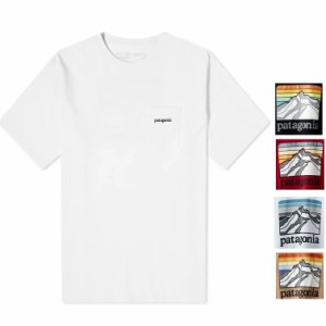 パタゴニア PATAGONIA Tシャツ line logo ridge pocket 半袖 メンズ レディース　ライン　ロゴ　リッジ　ポケット　 WHI WHITE BLk Black