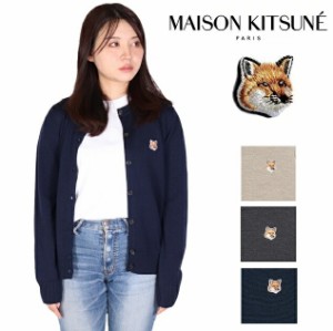 メゾンキツネ Maison kitsune カーディガン ニット セーター fox head patch adjuted R-NECK レディース フランス ウール ロゴ 2022FW 新