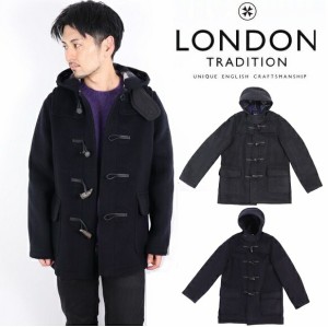 (初売りセール) LONDON TRADITION ロンドントラディション メンズ ダッフルコート Martin Slim LT01 ミドル丈 ウール  チェック アウター