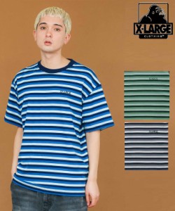 エクストララージ Tシャツ 半袖  XLARGE STRIPED S/S TEE Tシャツ ストライプ柄 カットソー  メンズ トップス ショートスリーブシンプル 