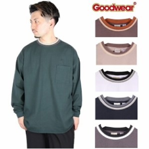 GOOD WEAR グッドウェア ロンt 長袖  リンガーtシャツ ラインリブ メンズ レディース 無地 goodwear 丸首 カットソー 7.0oz 肉厚 インナ