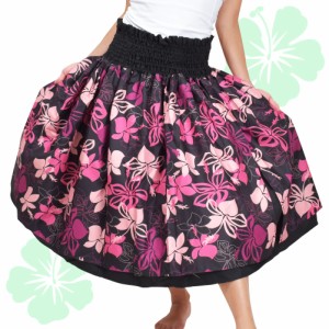 フラダンス衣装 フラ ダブル パウスカート ハワイアン 衣装 ブラック ピンク パウ バウ かわいい JA5793[新品] ダンス衣装