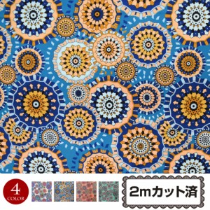 生地 W巾 サテン生地 (約154cm巾x2mカット済)エスニック柄 アジアン柄 生地 LF212B2[M便 3/4] 布地 柄 総柄 プリント生地 小物生地 衣装