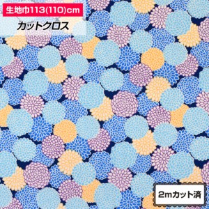 生地 カットクロス 布地 和柄 花柄 113cm巾x2mカット済 麻風 浴衣 甚兵衛 よさこい 裁縫 サラサラ 日本製 綿100 FA25M18[M便 2/3]