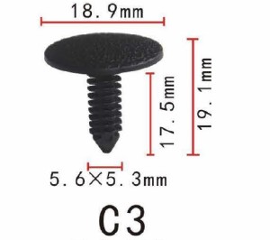 プッシュ　リベット　CHRYSLER系　パネル用　PF-C3　10個
