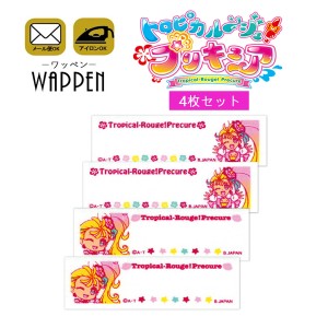 トロピカル〜ジュ！ プリキュア ワッペン キャラクター 4枚セット ネームラベル ラテ  縦2cm×横6cm アイロンワッペン 正規品 手芸用品 