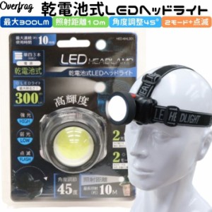 ヘッドライト LED 単四電池 乾電池式 LEDヘッドランプ 300ルーメン ヘッド ライト 明るい 軽量 釣り アウトドア 登山 防災 ライト 作業灯