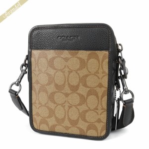 コーチ COACH メンズ ショルダーバッグ シグネチャー 縦型 ブラック×ベージュ CC090 QBTUP