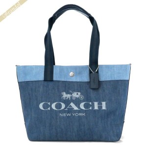 コーチ COACH レディース トートバッグ ロゴ デニムトート ブルー×ライトブルー 91131 SV/DE