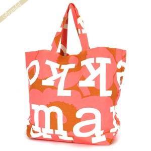 マリメッコ marimekko レディース トートバッグ Pieni Ahkera Unikko Logo ウニッコ ロゴ ラージトート ブラウン×ピンク×ホワイト 0910