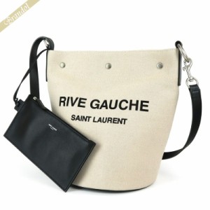 サンローラン SAINT LAURENT レディース・メンズ ショルダーバッグ RIVE GAUCHE バケットバッグ ナチュラル×ブラック 669299 FAAAZ 9024