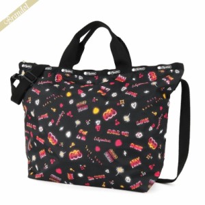 レスポートサック LeSportsac レディース トートバッグ DELUXE EASY CARRY TOTE 2wayショルダーバッグ ネオン風 キュート柄 ブラック系 4